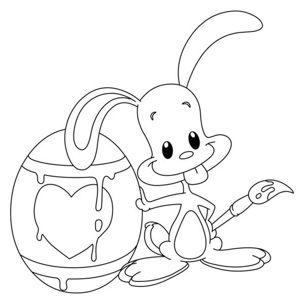 Outlined painter bunny — Stock Vector