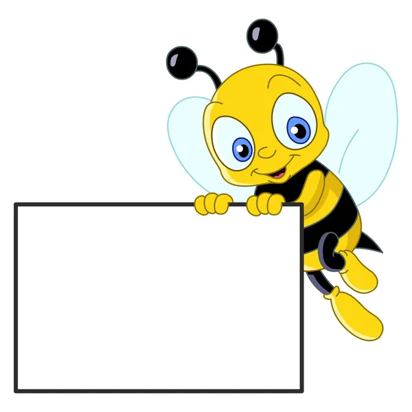 Cute bee with sign — Stock Vector