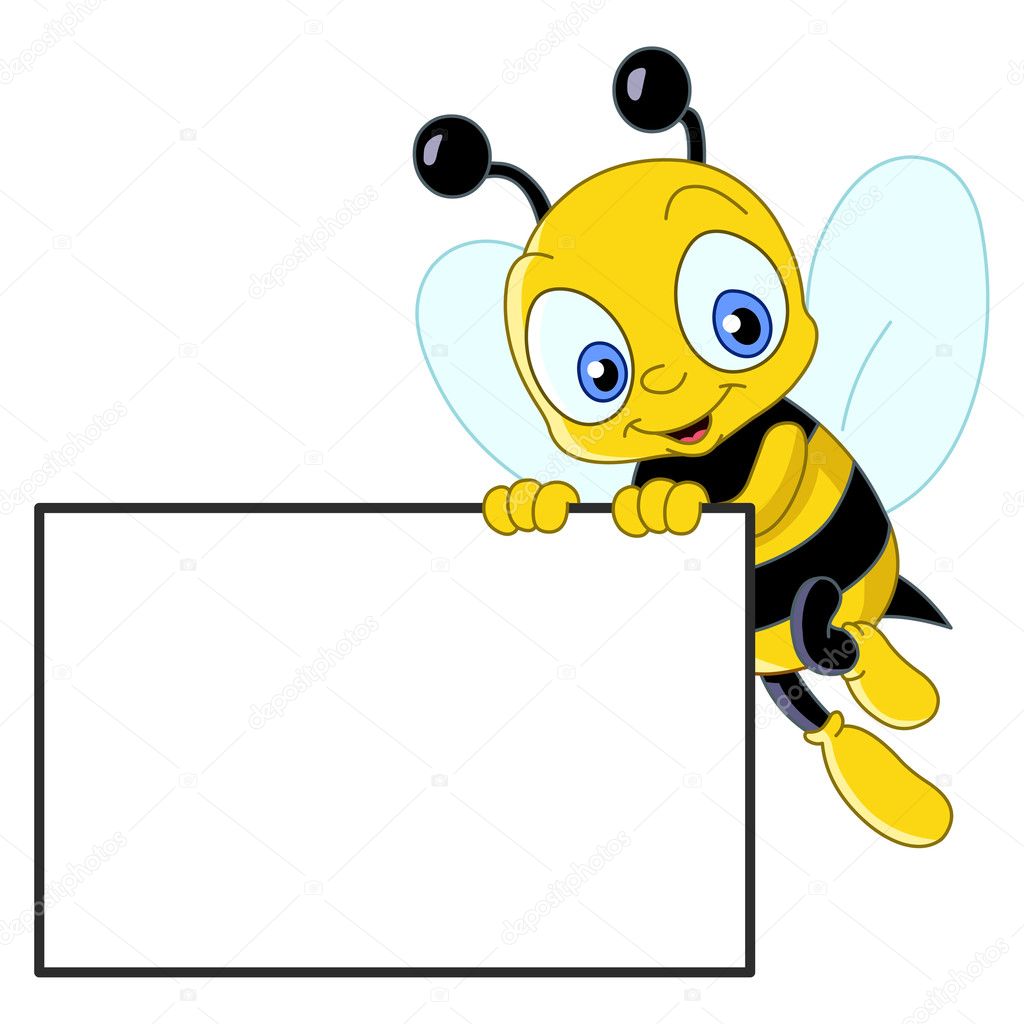 Cute bee with sign