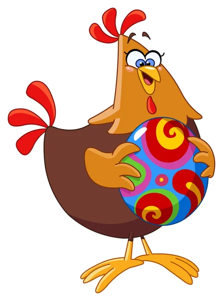 Pollo con huevo de Pascua — Vector de stock