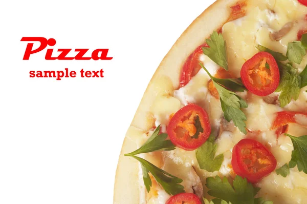 Pizza isolada sobre um fundo branco — Fotografia de Stock