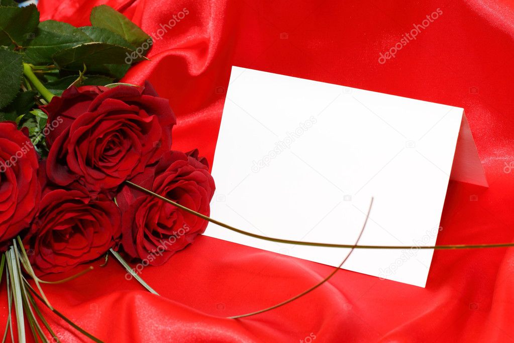 Red roses and invitation card