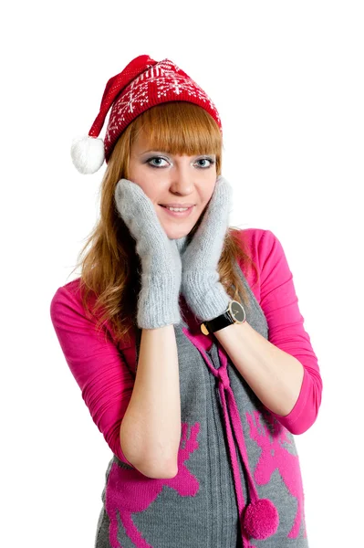 Christmas Girl Isolated White Background — Stock Photo, Image