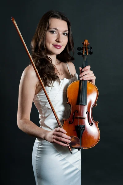 Violinista Sobre Fondo Negro — Foto de Stock