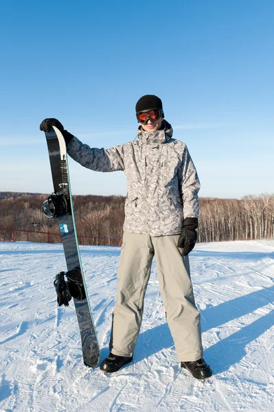 Snowboarder Στέκεται Μια Πλαγιά — 图库照片