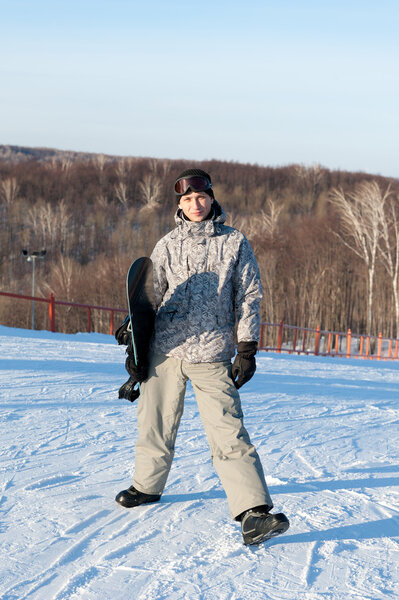 Snowboarder standing on a slope