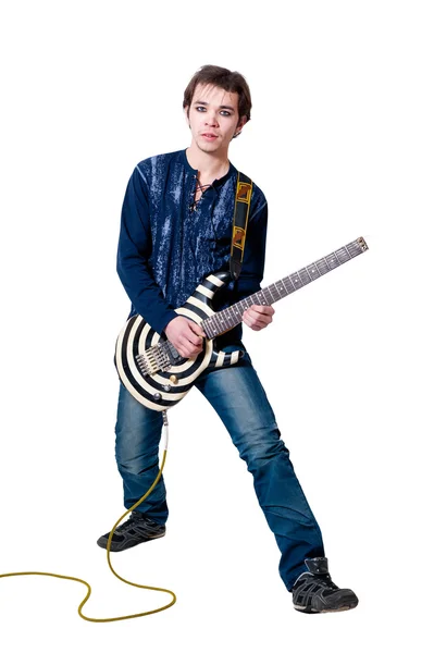 Az elektromos gitár gitáros — Stock Fotó