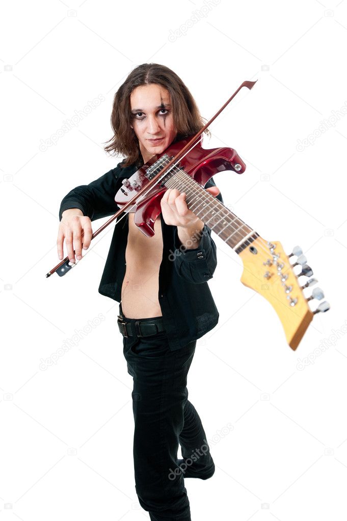 Guitarist with red guitar
