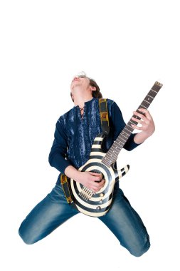 Guitarist with electric guitar clipart