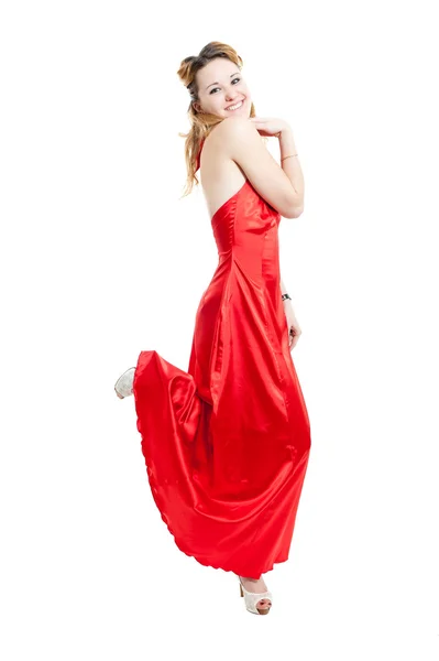Hermosa chica en vestido rojo — Foto de Stock