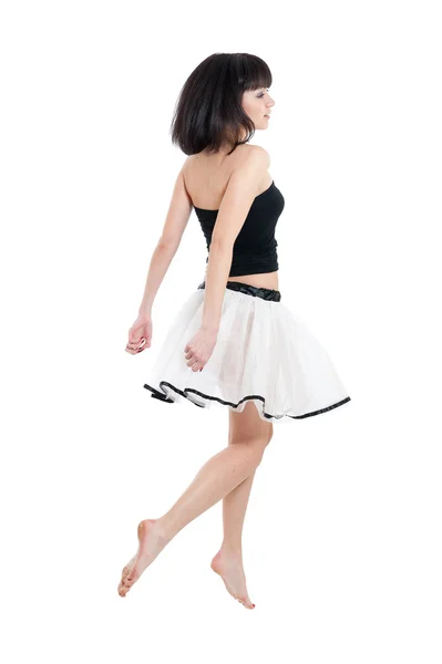 孤立在白色背景上的透明裙子的年轻女孩 — 图库照片