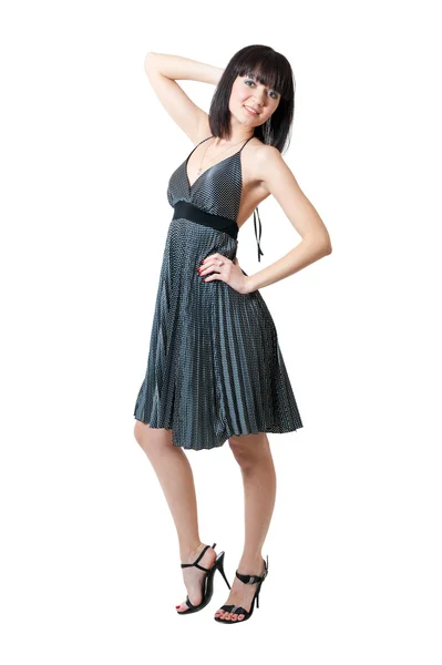 Ung flicka i svart klänning — Stockfoto
