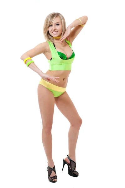 Club dansare kvinnor i grönt — Stockfoto