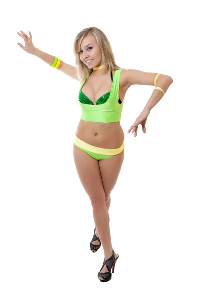 ผู้หญิงนักเต้นคลับในสีเขียว — ภาพถ่ายสต็อก