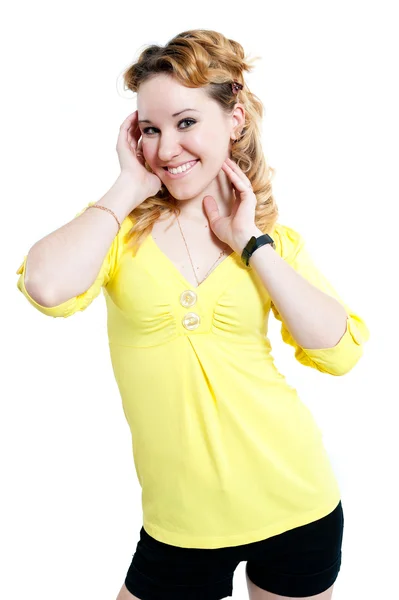 Young girl in yellow blouse — Stock Photo, Image