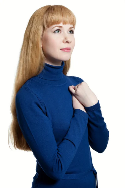 Kvinnor i blå klänning — Stockfoto