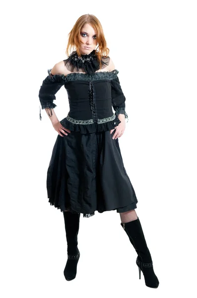 Gotische meisje in zwarte jurk — Stockfoto