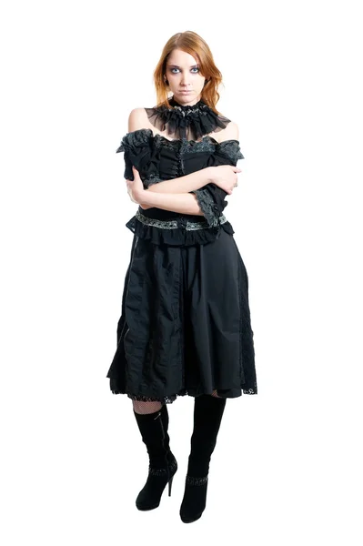 黑色礼服的哥特式女孩 — 图库照片