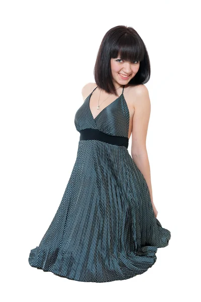 Ung flicka i svart klänning — Stockfoto