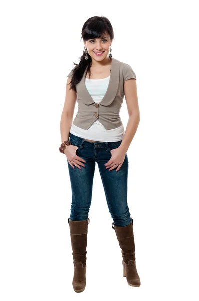 Women in jacket and jeans — Stock Photo, Image