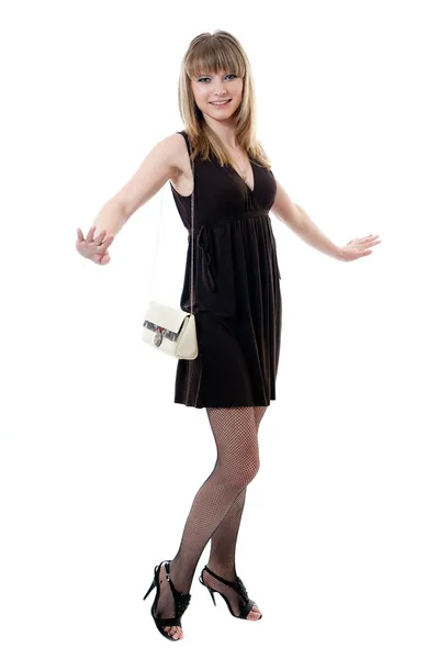 Girl in black dress — Stock Photo, Image
