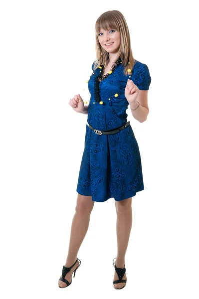 Girl in blue dress — Stock Photo, Image