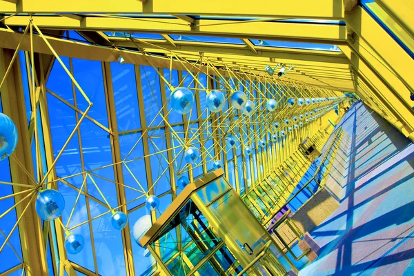 Glass Yellow corridor in office — Stock Photo, Image