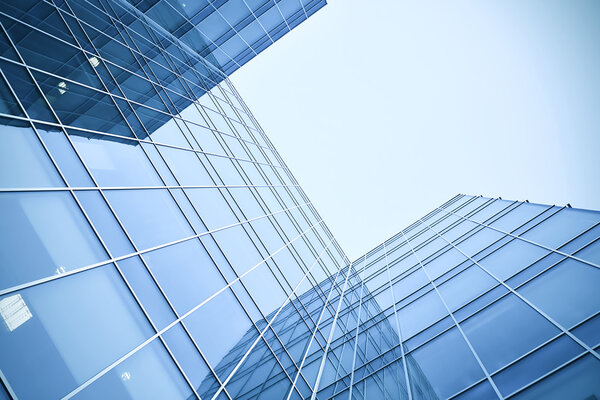Glass skyscrapers at night