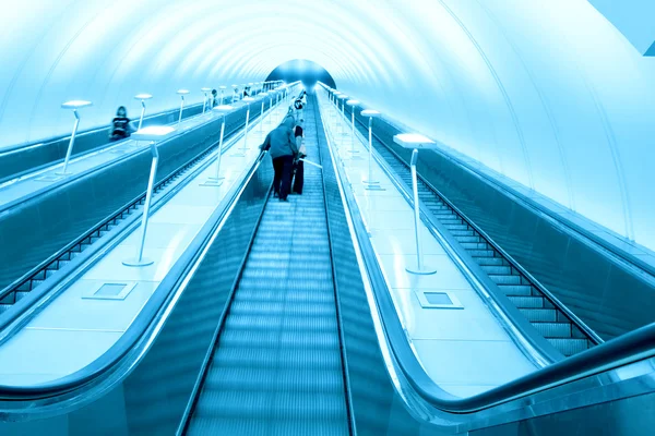 Cool hallway with fast escalator — Stock Photo, Image
