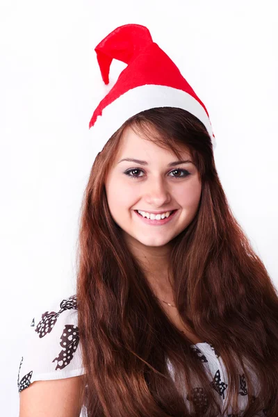 크리스마스 생생한 매력적인 젊은 여자 선물 — 스톡 사진