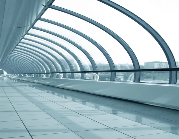 Futuristic corridor in airport — Stock Photo, Image