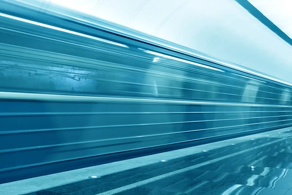 Moving train on underground station — Stock Photo, Image