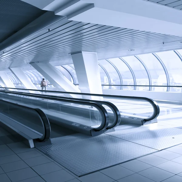 Perspective view to moving staircase in metro station — Stock Photo, Image