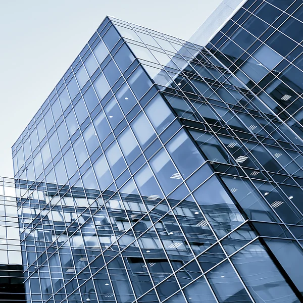 Blauwe moderne zakelijke gebouwen — Stockfoto