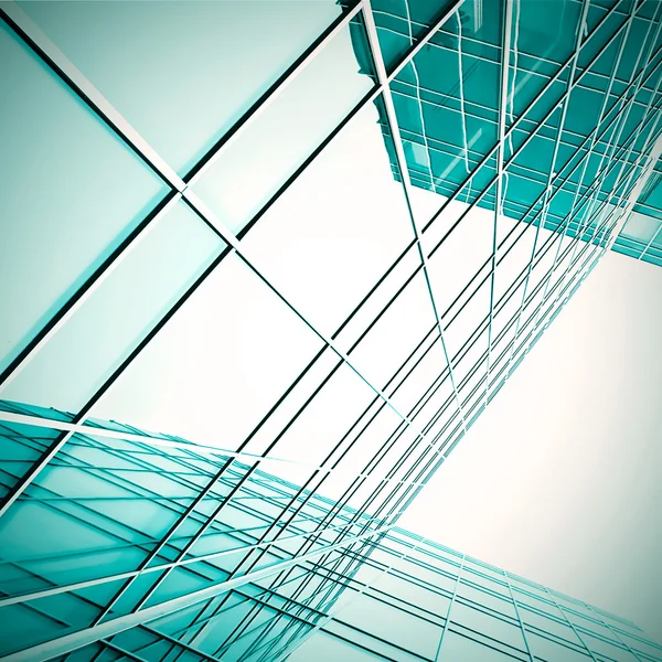 Moderní zelené sklo mrakodrap perspektivní zobrazení — Stock fotografie