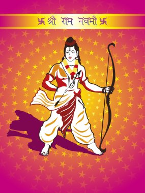 Background with god rama holding arrow and bow clipart