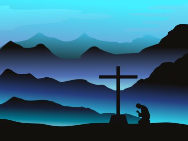 man praying with background clipart