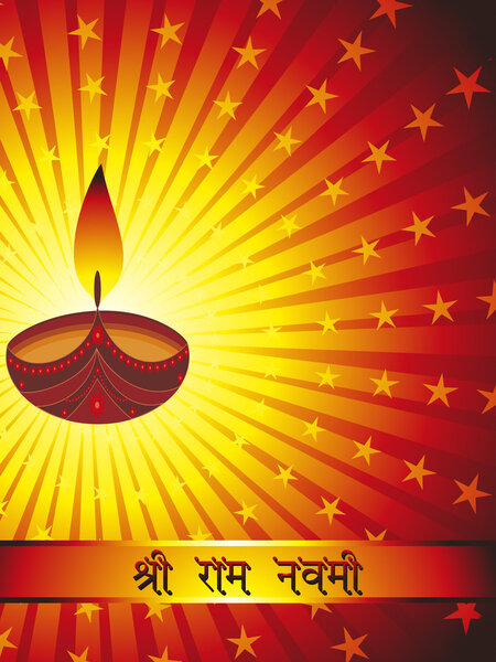 Shiny rays, star background with isolated diya