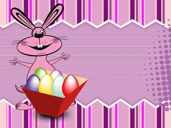 カラフルな卵ボックス、かわいいウサギと背景 — ストックベクタ