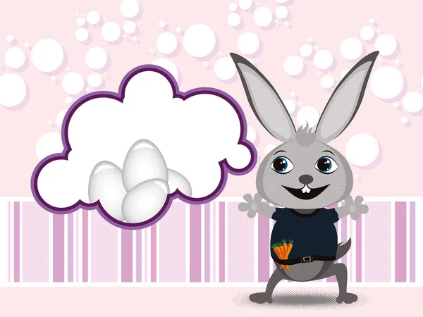 Фон с яйцами, симпатичный кролик — стоковый вектор