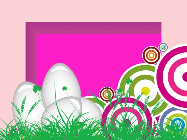 Садовий фон з барвистим колом, великодні яйця — стоковий вектор