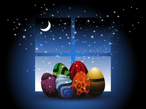 Векторный ночной фон с разноцветным яйцом — стоковый вектор