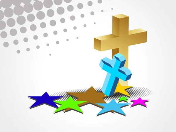 カラフルな星と十字架の背景 — ストックベクタ