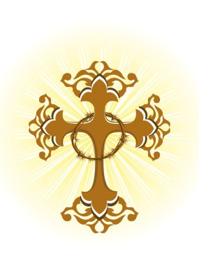 background with isolated cross, crown of throns clipart