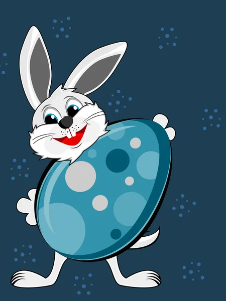 Vektor kelinci lucu memegang telur Paskah - Stok Vektor