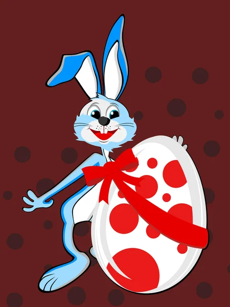 背景与举行复活节彩蛋的兔子 — 图库矢量图片
