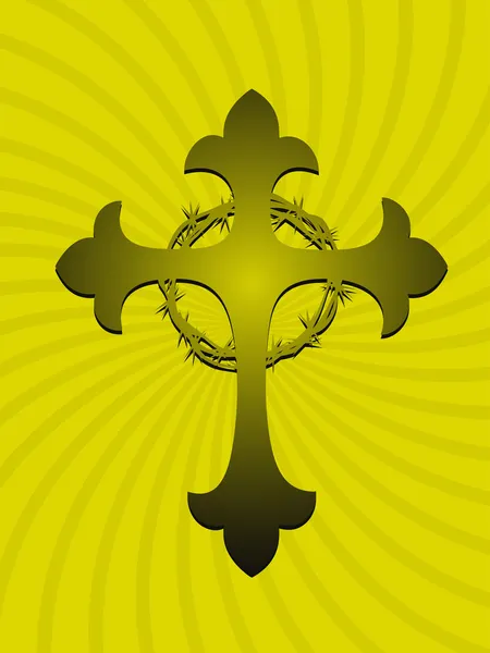 Fond avec croix isolée, couronne d'épines — Image vectorielle