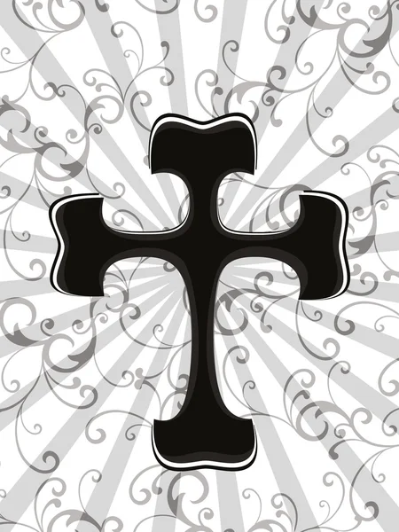 Stralen, floral achtergrond met geïsoleerde Kruis — Stockvector