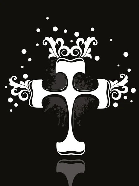 Fond grunge avec croix décorée — Image vectorielle