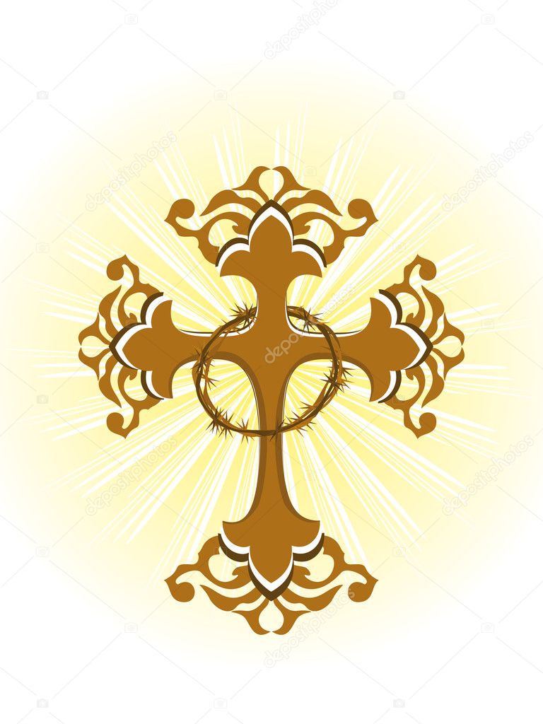background with isolated cross, crown of throns